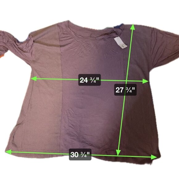 LIVI Active Womens Plus Size 18 Purple Long Sleeve Waffle Knit Top - Picture 7 of 8